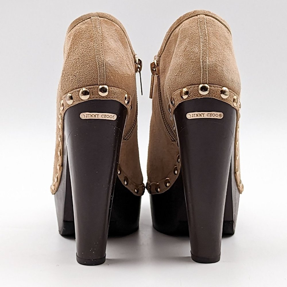 Jimmy Choo Wmn Urge Beige Studded Suede Leather Peep Toe Clog Boots sz 9US EUR39 - Picture 8 of 12